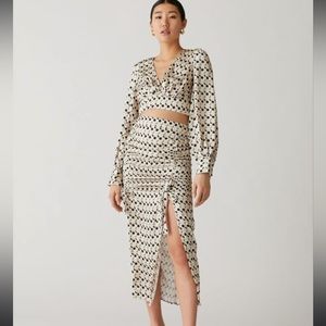 Rare London Satin Printed Top and Midi Skirt